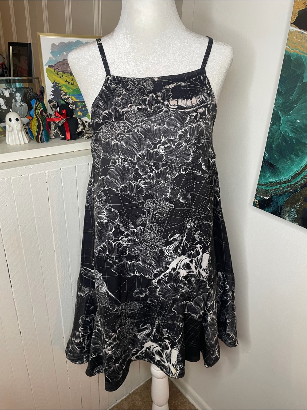 Toi et Moi Black and White Astrology Mini Slip Dress